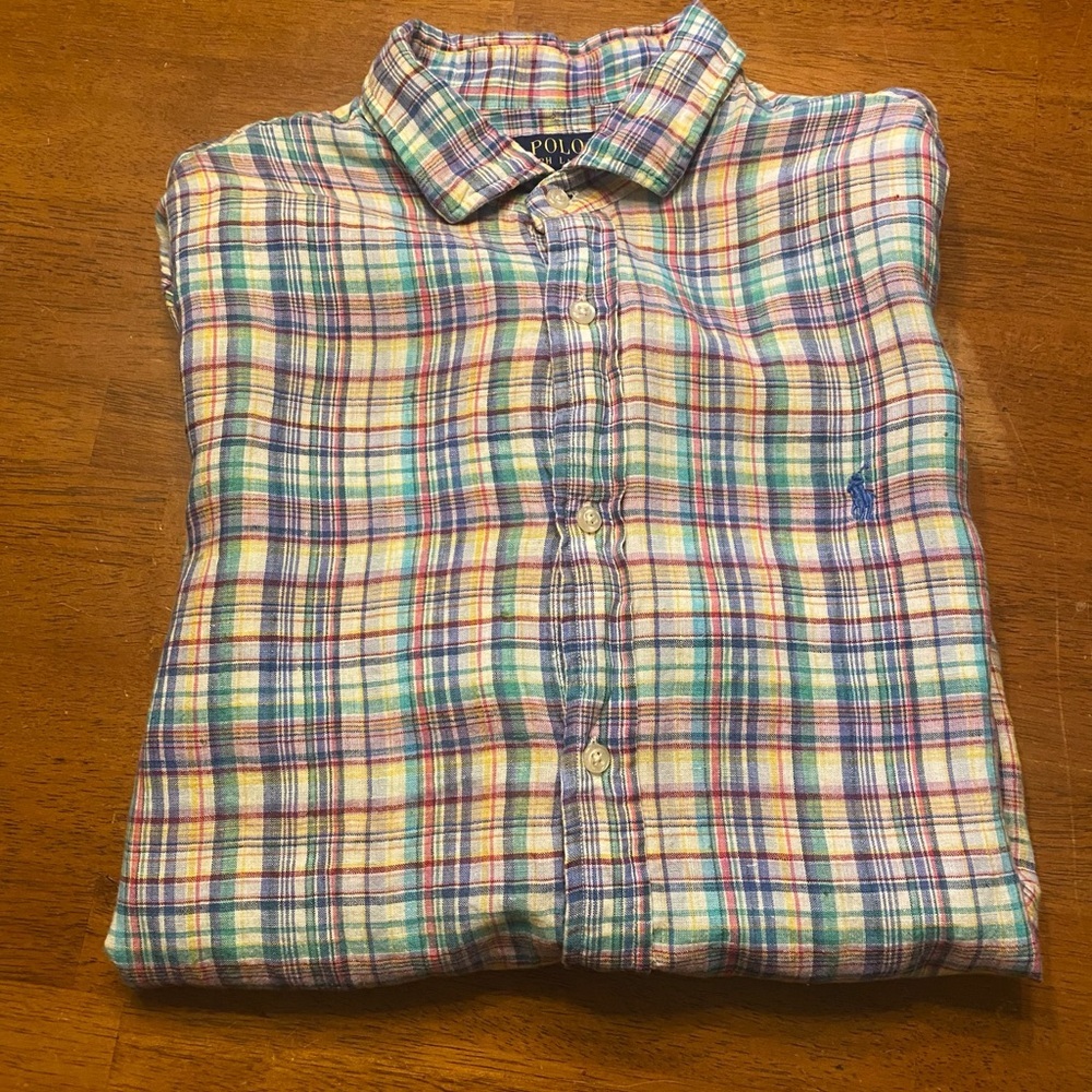 Ralph Lauren Multicolor Plaid Casual Linen Shirt